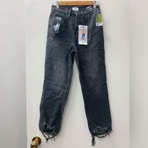 NWT size 3 straight leg distressed black jeans